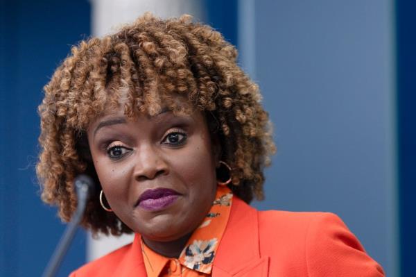 White House press secretary Karine Jean-Pierre called former President Donald Trump a "threat" to democracy Tuesday.