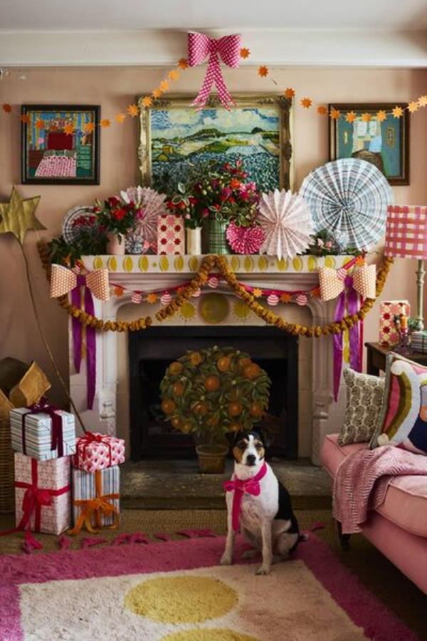 Pure Christmas joy: Textile designer Molly Mahon's fireplace. Pure Christmas joy: Textile designer Molly Mahon's fireplace.